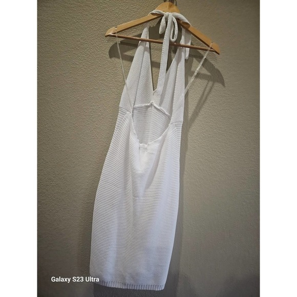 Women's  dress/ swimsuit cover, szXXL, WHITE KNIT halter - Picture 4 of 8